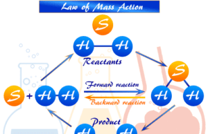 Law Mass Action Mass action law formula in chemical equilibrium and active masses or molar concentration in chemistry
