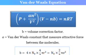 Van der Waals Equation Van der Waals equation for real gases derivation and formula