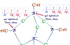 Borax Borax powder crystals or sodium tetra-borate decahydrate chemical formula and compound structure