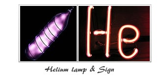Helium element tube lamp, sign, uses and properties