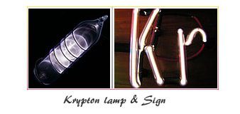 Krypton element tube or lamp, sign, uses and properties