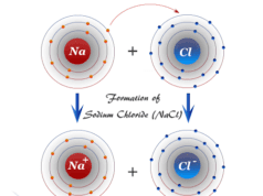 Ionic Bonding Ionic bonding formation in sodium chloride (NaCl) from metal sodium and non-metal chlorine atoms in chemistry