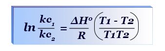 Van't Hoff isochore equation formula at two temperature limits