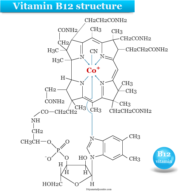 Vitamin B12 also known as cobalamin structure with deficiency, natural food sources, functions