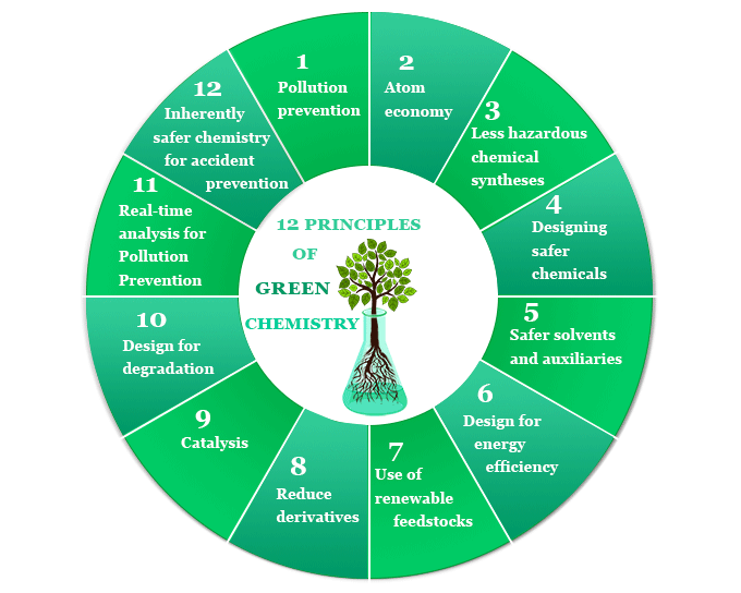 12 Principles of green chemistry or sustainable chemistry with principle importence, definition, applications in daily life