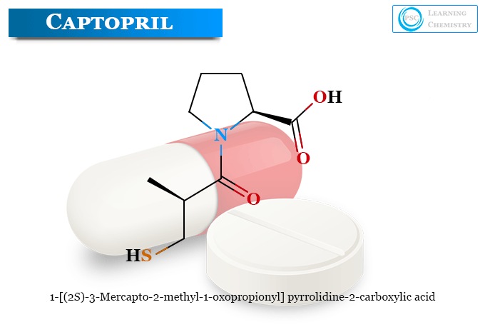 Captopril medication, dosages, side effects, structure, and uses for treatment of hypertension and heart failure