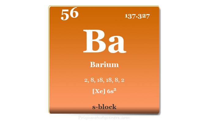 Barium element or alkaline earth metal symbol Ba uses, side effects, electron configuration