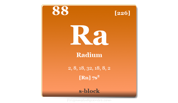 Radium element symbol Ra, uses facts electron configuration