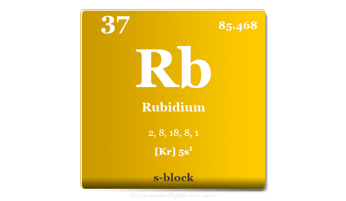 Rubidium metal or element symbol Rb, properties and uses