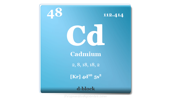 Cadmium metal symbol Cd, uses in cadmium plating and nickel-cadmium rechargeable batteries with properties and facts
