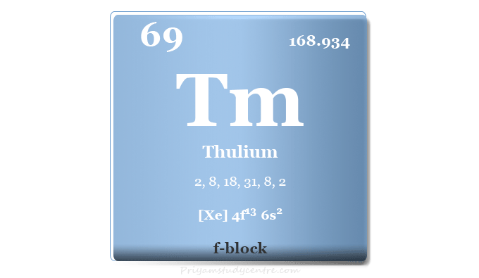 Thulium element uses, symbol Tm, facts and properties of rare earth metal Thulium